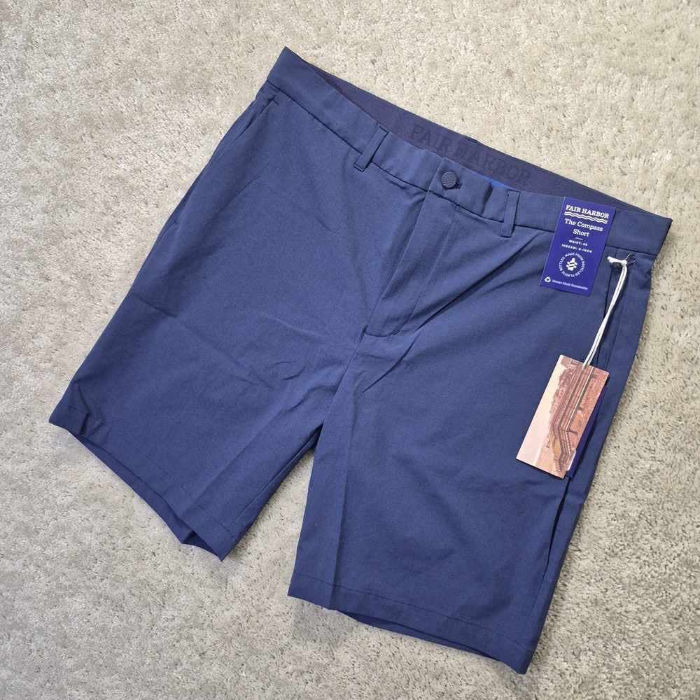 Fair Harbor Compass Short Mens 35 Blue Performance Golf Chino Outdoor Hiking New